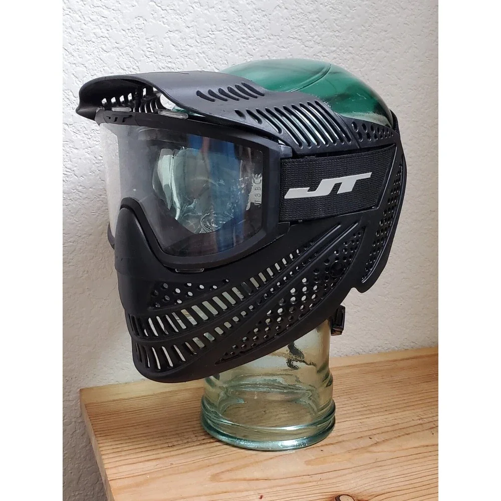 JT Paintball Face Mask Black Tactical Gear w/ Glasses Has Light Scratches‎